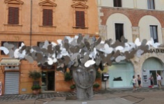 Large metal head sculpture