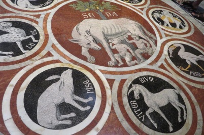 Tessellated tile designs in the Duomo's floor, Siena