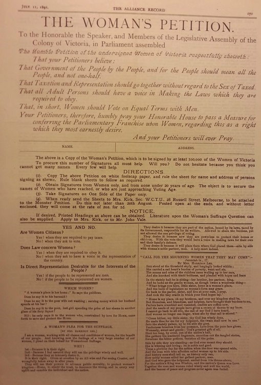 A newspaper ad promoting the Petition. Source: State Library Victoria